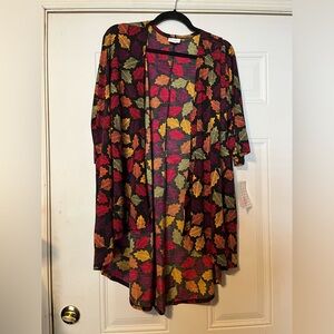 LuLaRoe Lindsey Kimono Sz M NWT Fall leaves